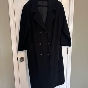 Classic Black Double-Breasted Women's Wool Coat